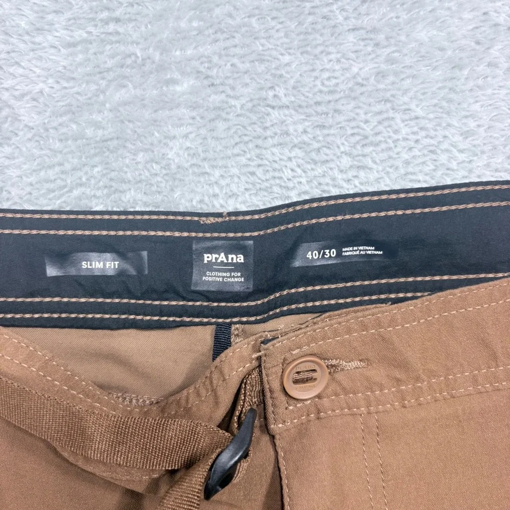 Prana Zion Hiking Pants Mens 40x30 Brown‎ Slim Fit Stretch Cargo Outdoor